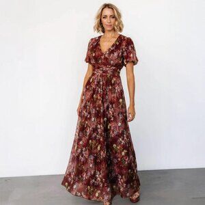 Baltic Born Floral Maxi Dress - Burgundy and Green